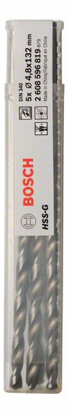 Metallbohrer HSS-G, DIN 340, 4,8 x 87 x 132 mm, 5er-Pack<br>