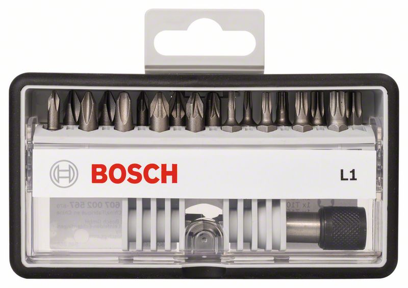 Schrauberbit-Set Robust Line L Extra-Hart, 18+1-teilig, 25mm, PH, PZ, Torx<br>