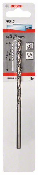 Metallbohrer HSS-G, DIN 340, 5,5 x 91 x 139 mm, 1er-Pack<br>