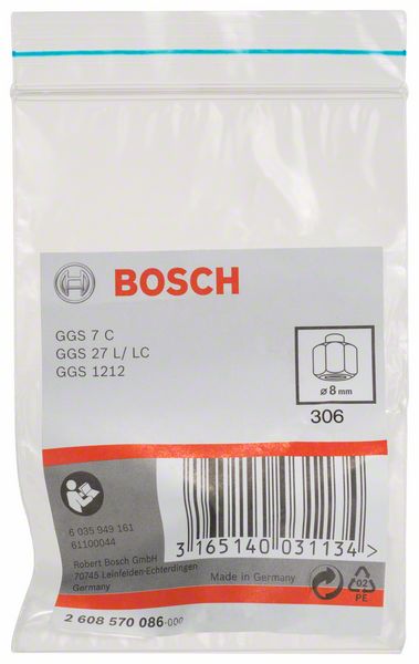 Spannzange mit Spannmutter, 8 mm, für Bosch-Geradschleifer<br>