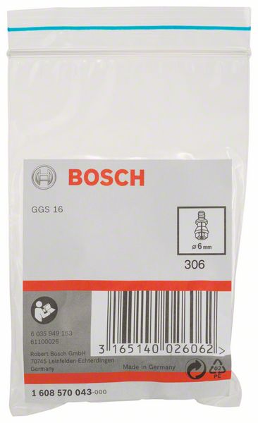 Spannzange mit Spannmutter, 6 mm, für Bosch-Geradschleifer, passend zu GGS 16<br>