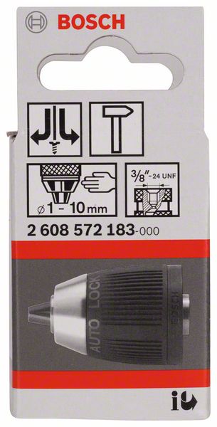 Schnellspannbohrfutter bis 10 mm, 1 bis 10 mm, 3/8 bis 24, Standard Duty<br>