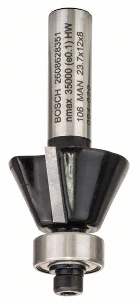 Laminat-Bündigfräser, 8 mm, D1 23,7 mm, B 5,5 mm, L 11,7 mm, G 54 mm, 25°<br>