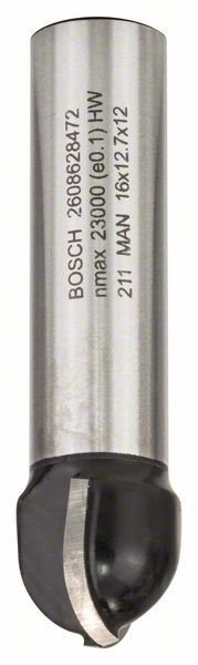 Hohlkehlfräser, 12 mm, R1 8 mm, D 16 mm, L 12,7 mm, G 54 mm<br>