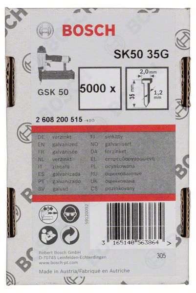 Senkkopf-Stift SK50 35G, 1,2 mm, 35 mm, verzinkt<br>