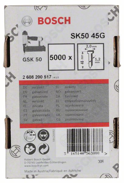 Senkkopf-Stift SK50 45G, 1,2 mm, 45 mm, verzinkt<br>