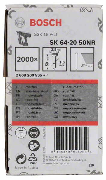 Senkkopf-Stift SK64 20NR, 50 mm Edelstahl<br>