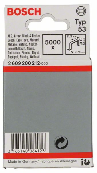 Feindrahtklammer Typ 53, 11,4 x 0,74 x 12 mm, 5000er-Pack<br>