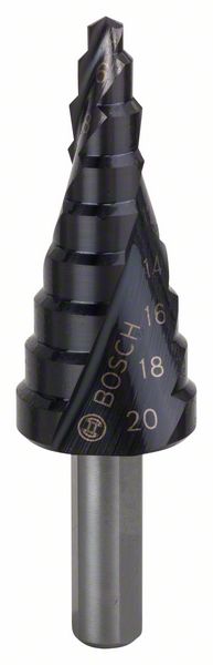 Stufenbohrer HSS-AlTiN, 4 - 20 mm, 6 mm, 50 mm, 9 Stufen<br>