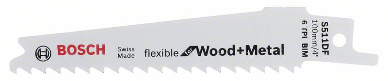 Säbelsägeblatt S 511 DF, Flexible for Wood and Metal, 5er-Pack<br>