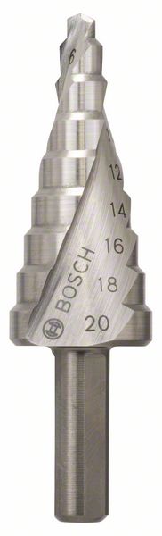 Stufenbohrer HSS, 4 - 20 mm, 8 mm, 70,5 mm, 9 Stufen<br>