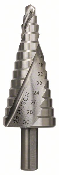 Stufenbohrer HSS, 6 - 30 mm, 10 mm, 93,5 mm, 14 Stufen<br>