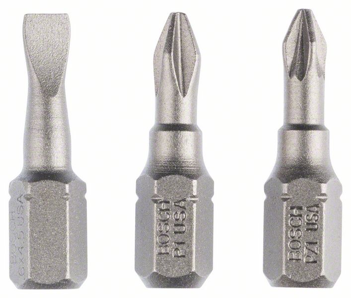 Schrauberbit-Set Extra-Hart (gemischt), 3-teilig, S 0,6x4,5, PH1, PZ1, 25 mm<br>