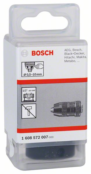 Schnellspannbohrfutter bis 10 mm, 0,5 bis 10 mm, 1/2 Zoll bis 20<br>