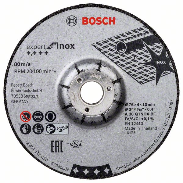 Schruppscheibe Expert for Inox A 30 Q INOX BF, 76 x 4 x 10 mm, 2 Stck<br>