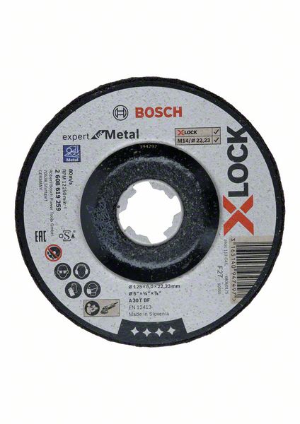 Schruppscheibe X-LOCK, gekröpft Expert for Metal A 30 T BF, 125 x 22,23 x 6 mm<br>