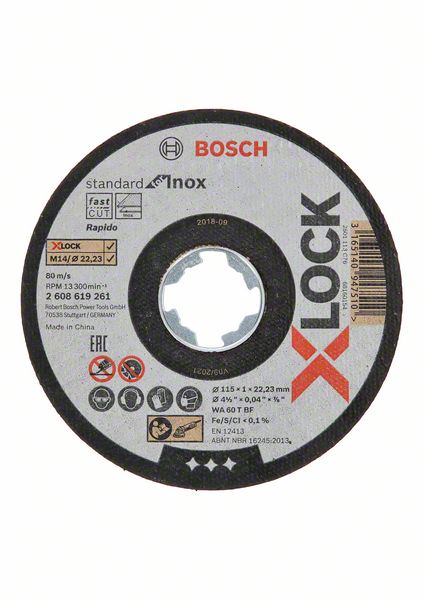 Trennscheibe X-LOCK gerade Standard for Inox WA 60 T BF, 115 x 1 mm, 10er-Pack<br>