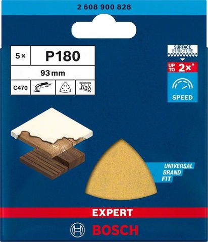 Expert C470 Schleifpapier für Deltaschleifer, 93 mm, G 180, 5 Stück<br>