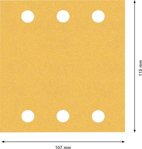 Expert C470 Schleifpapier mit 6 Löchern für Schwingschleifer, 115 x 107 mm, G 120, 10-tlg.<br>