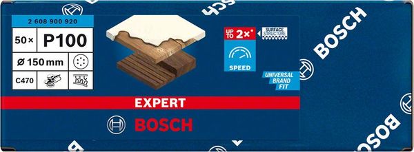 Expert C470 Schleifpapier mit 6 Löchern für Exzenterschleifer, 150 mm, G 100, 50-tlg.<br>