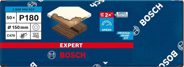Expert C470 Schleifpapier mit 6 Löchern für Exzenterschleifer, 150 mm, G 180, 50-tlg.<br>