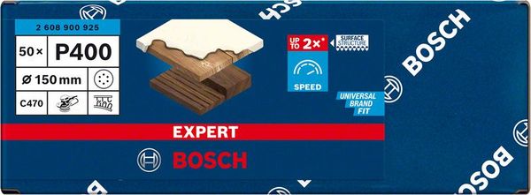 Expert C470 Schleifpapier mit 6 Löchern für Exzenterschleifer, 150 mm, G 400, 50-tlg.<br>