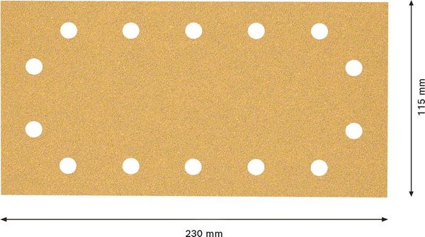 Expert C470 Schleifpapier mit 14 Löchern für Schwingschleifer, 115 x 230 mm, G 60, 50-tlg.<br>