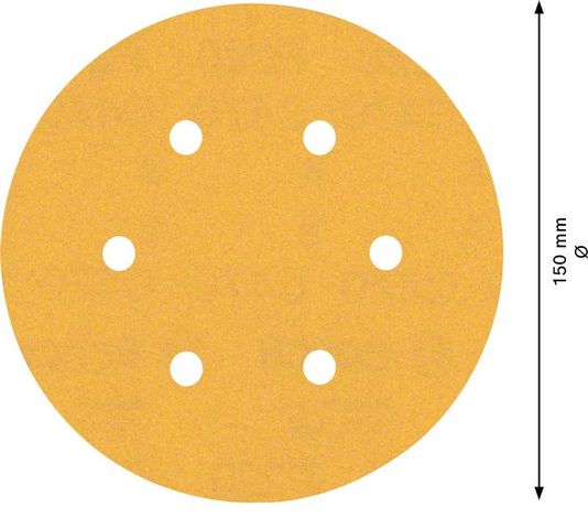 Expert C470 Schleifpapier mit 6 Löchern für Exzenterschleifer, 150 mm, G 220, 50-tlg.<br>