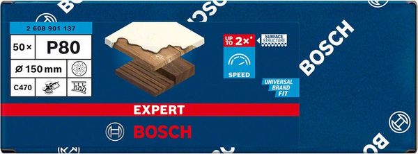 Expert C470 Schleifpapier Mehrloch für Exzenterschleifer, 150 mm, G 80, 50-tlg.<br>