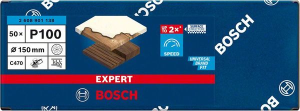 Expert C470 Schleifpapier Mehrloch für Exzenterschleifer, 150 mm, G 100, 50-tlg.<br>