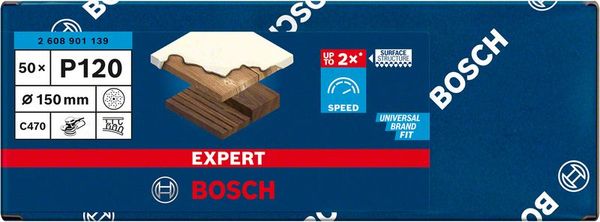 Expert C470 Schleifpapier Mehrloch für Exzenterschleifer, 150 mm, G 120, 50-tlg.<br>