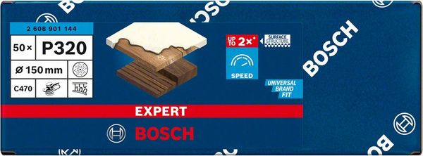Expert C470 Schleifpapier Mehrloch für Exzenterschleifer, 150 mm, G 320, 50-tlg.<br>