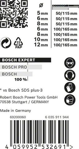 Expert SDS plus-7X Hammerbohrer-Set, 5/6/6/8/8/10/12 mm, 7-tlg.<br>