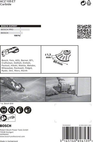 Expert MultiMaterial Segment Blade (Segmentsägeblatt) ACZ 105 ET Blatt für Multifunktionswerkzeuge, 1 Stück<br>