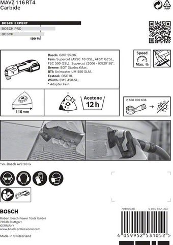 Expert Sanding Plate MAVZ 116 RT4 Blatt für Multifunktionswerkzeuge, 116 mm<br>