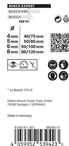 Expert MultiConstruction CYL-9 Bohrer-Set, 4/5/6/8 mm, 4-tlg.<br>