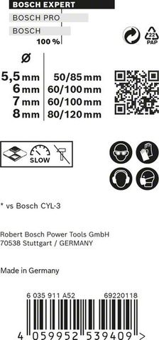 Expert MultiConstruction CYL-9 Bohrer-Set, 5,5/6/7/8 mm, 4-tlg.<br>