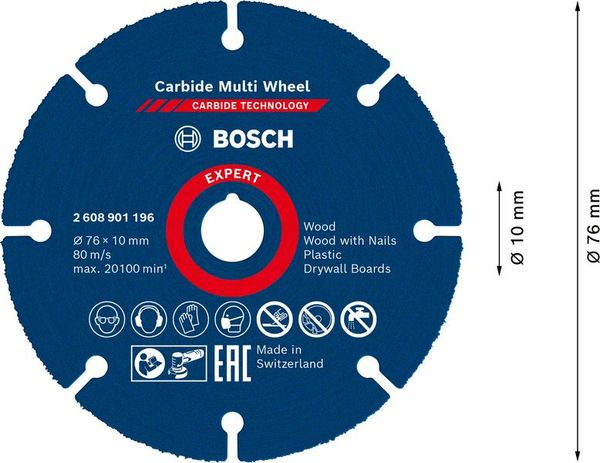 Expert Carbide Multi Wheel Trennscheibe, 76 mm, 10 mm<br>