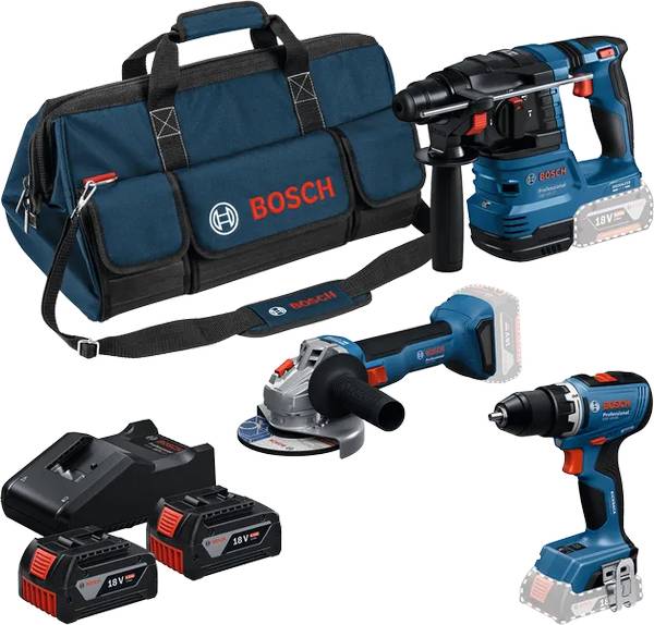 Bosch Akku-Kombopack GSR + GWS + GBH + 2 x GBA 18V 4.0 Ah + GAL 18V<br>