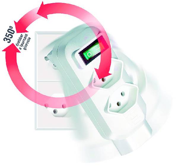 brennenstuhl Abzweigstecker 3+1-fach weiss mit Schalter, 350° drehbar *CH*<br>