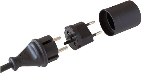 brennenstuhl Adapter Fix schwarz DE auf CH 230V 2-polig T11 auf Schuko-Stecker mit Buchse<br>