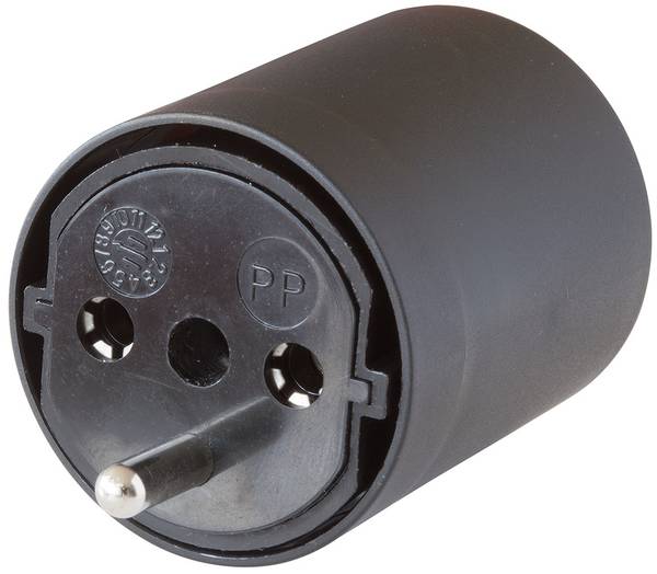 brennenstuhl Adapter Fix schwarz DE auf CH, 230V 3-polig T13 auf Schuko-Stecker mit Buchse<br>