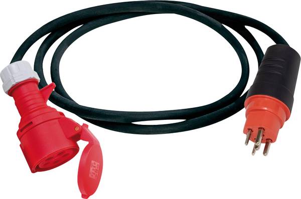 brennenstuhl Adapterleitung (Gummi-Neopren), CEE Kupplung 400V/16A, T25 Stecker (IP55), Kabel 1.5m H07RN-F 5G2.5, schwarz<br>