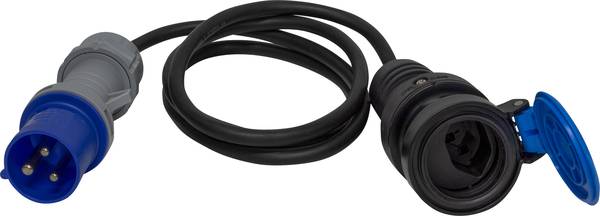 brennenstuhl Adapterleitung (Gummi-Neopren), CEE-Stecker 230V/16A, T23 Kupplung (IP55), Kabel 1.5m H07RN-F 3G1.5 schwarz<br>