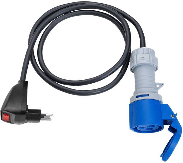 brennenstuhl Adapterleitung (Kunststoff), CEE-Kupplung 230V/16A, T12 Stecker 270° drehbar mit Reset Schalter, Kabel H05VV-F 3G1.<br>