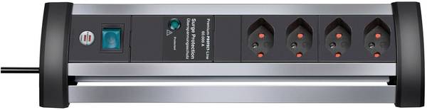 brennenstuhl Alu-Office-Line 60.000A Überspannungsschutz-Steckdosenleiste 4-fach 1,8m H05VV-F 3G1,0 *CH*<br>