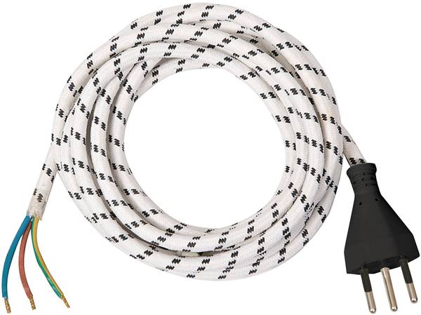 brennenstuhl Anschlusskabel für Bügeleisen, 3-polig 3m schwarz/weiß Textilgeflecht 3G0.75 *CH*<br>