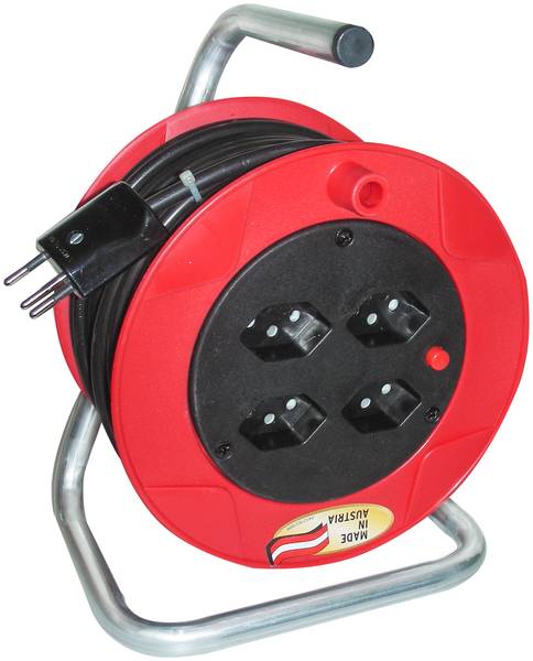 brennenstuhl BAT ST 180 Kabelrolle, 4x Steckdose T13, Stecker T12, 20m H05VV-F 3G1.0 schwarz<br>