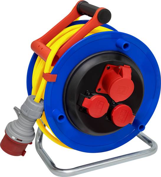 brennenstuhl BAT ST 290 Kabelrolle, 2x Steckdose T25, 1x CEE-Steckdose 400V/16A, CEE-Stecker 400V/16A, 25m N07V3V3-F 5G1.5 gelb,<br>