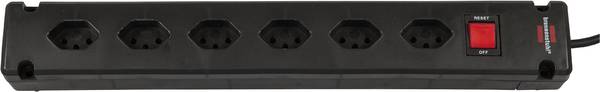 brennenstuhl Bremounta Steckdosenleiste 6fach schwarz 3m H05VV-F, 3G1,0 mit Schalter *CH*<br>